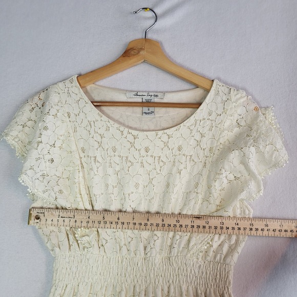 White Lace Mini Dress Spring Rush Coquette Cottagecore Size Small Cream Tone - Picture 10 of 14